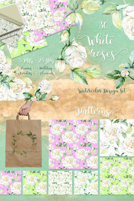 Kit Graphique #70018 Watercolor Rose Divers Modles Web - Logo template Preview