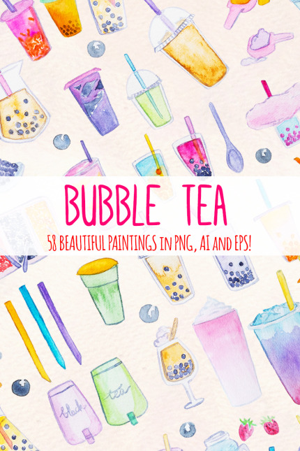 Kit Graphique #71923 Bubble Tea Divers Modles Web - Logo template Preview