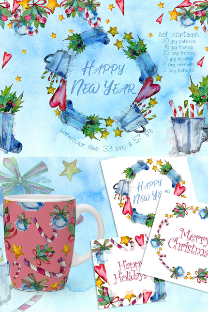 Kit Graphique #72009 Christmas Watercolor Divers Modles Web - Logo template Preview