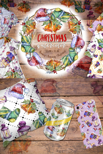 Kit Graphique #73218 Christmas Watercolor Divers Modles Web - Logo template Preview