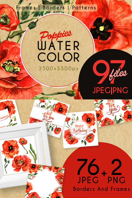 Kit Graphique #73889 Watercolor Poppy Divers Modles Web - Logo template Preview