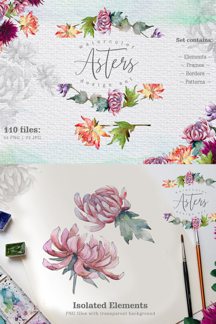 Kit Graphique #74071 Watercolor Flower Divers Modles Web - Logo template Preview