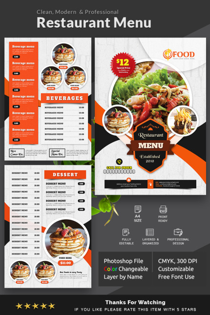 Kit Graphique #83093 A4 Menu Divers Modles Web - Logo template Preview