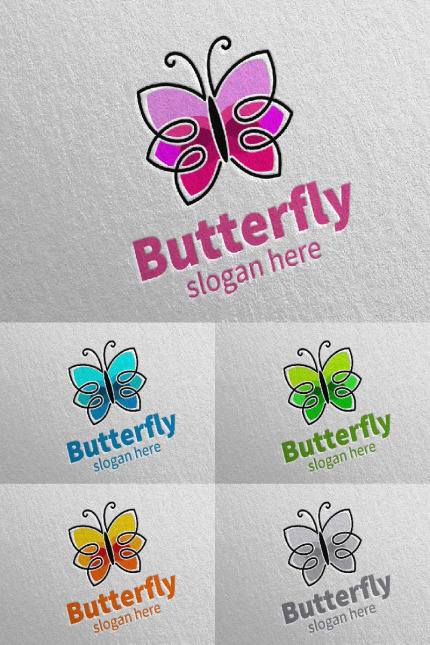 Kit Graphique #89947 Butterfly Logo Divers Modles Web - Logo template Preview