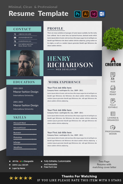 Kit Graphique #94768 Resume A4 Divers Modles Web - Logo template Preview